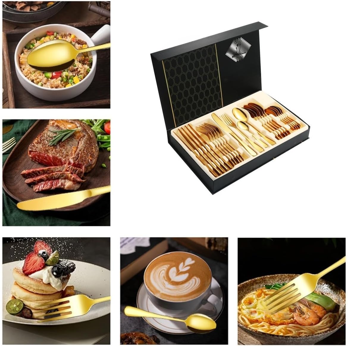 Zixui】6 人用 24 本セット ステンレス製カトラリーセット スプーン